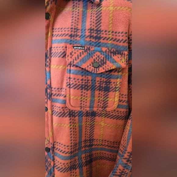 O'NEILL Rust & Navy Plaid Snap Buttons Jacket NWT - Picture 4 of 16